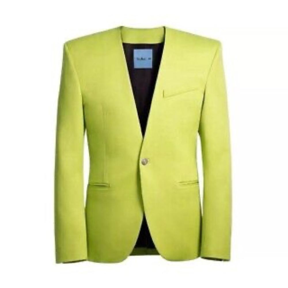 MUGLER x H&M Defined-Waist Acid Green Wool Blazer ~ 44R